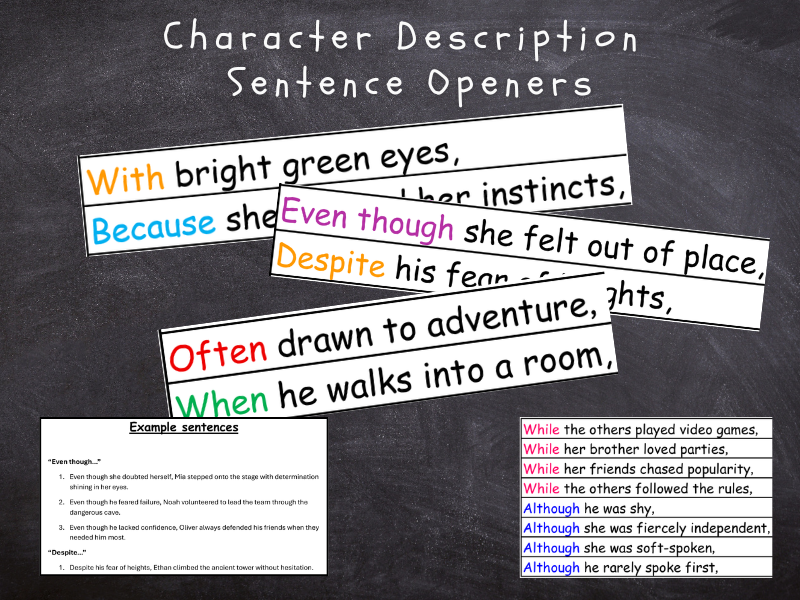 Character Description Sentence Opener Strips