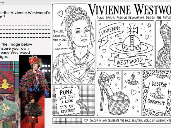 Fashion/Textiles cover colouring sheets