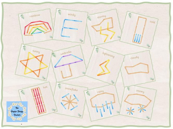 Lolly Stick Pattern Cards - Weather (Natural Theme)