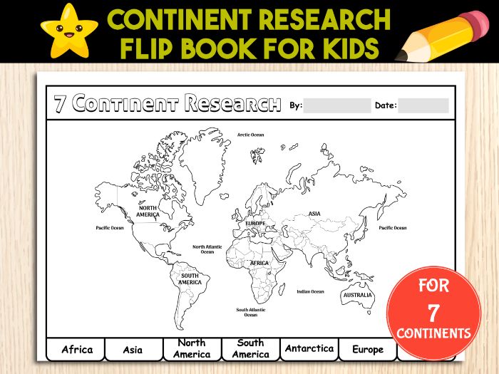 7 Continents Research Project Flip Book | Social Studies Geography Worksheets