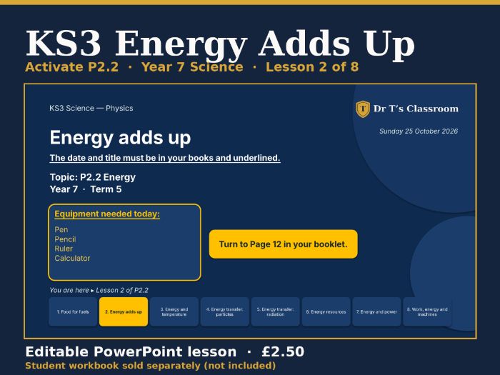 KS3 Activate P2.2 Energy: Energy Adds Up