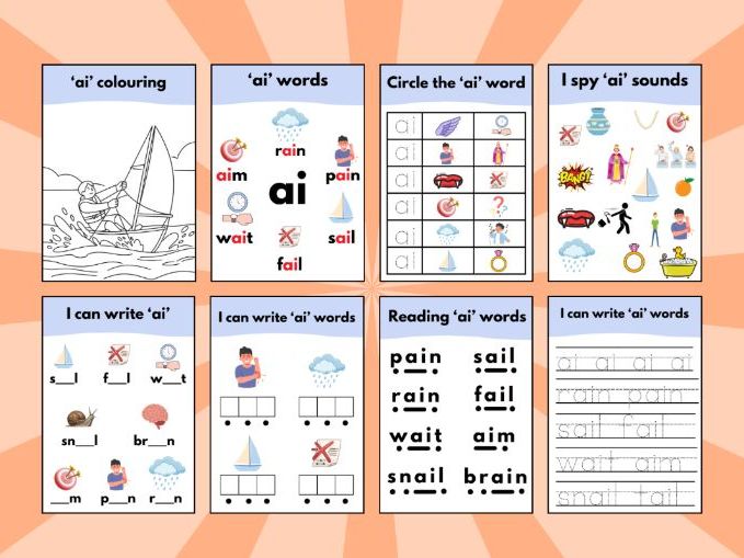 ‘ai’ Phonics Sound Workbook – Early Reading & Writing Activities