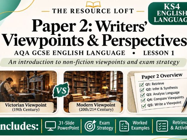 KS4 English Language | Paper 2: Writers' Viewpoints & Perspectives | PowerPoint | AQA GCSE