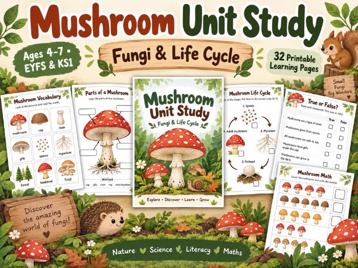 Mushroom Unit Study | Fungi & Life Cycle