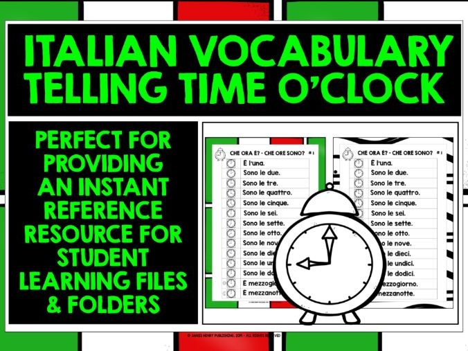 ITALIAN TELLING TIME LIST FREEBIE 1 Teaching Resources