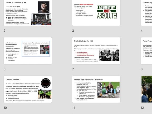 A Level Law: Human Rights Law – Public Order PowerPoint (WJEC/AQA/OCR)