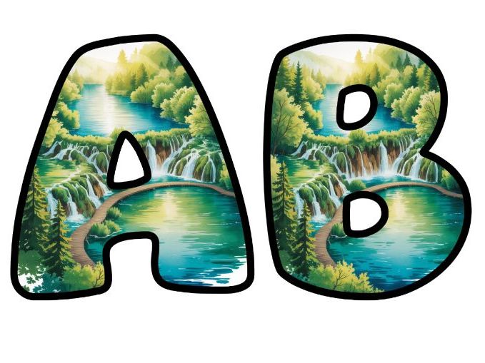 Plitvice Lakes Forest Alphabet Letters | Classroom Display, A-Z 0-9 and Signs