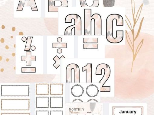 Gold and Beige Classroom Display Pack