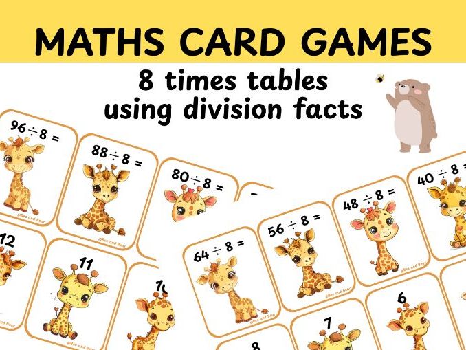 Eight times table division card game