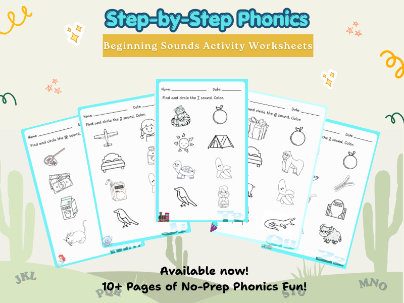 Beginning Sounds Phonics Activity Worksheets