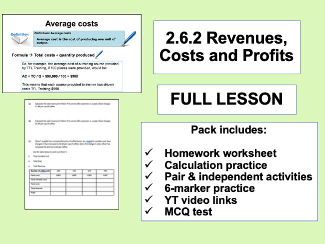 2.6.2 Revenues, Costs and Profits - GCSE Economics OCR