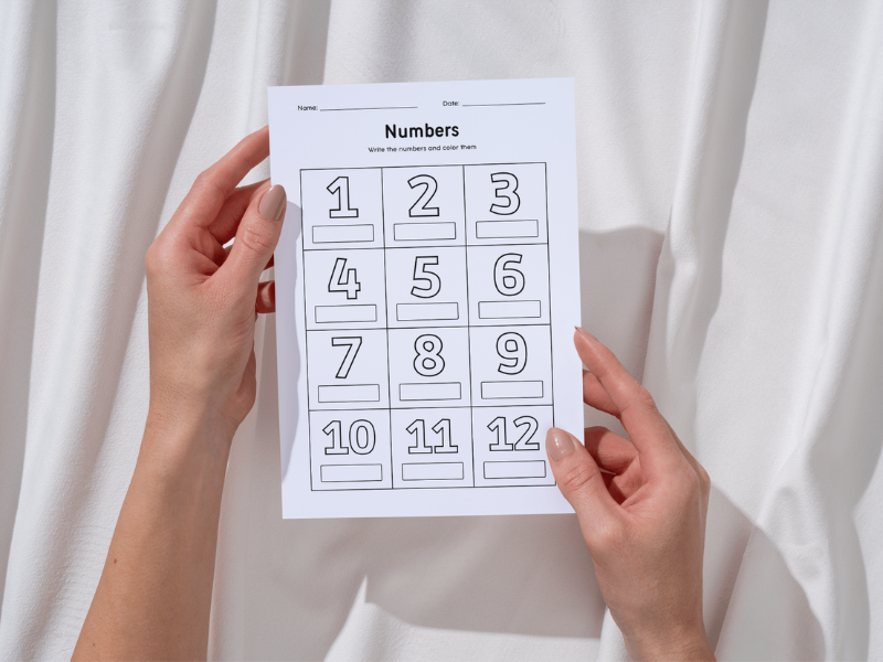 Number Tracing 1-12 Worksheet, Number Writing Practice Printable, Preschool and Kindergarten Workshe