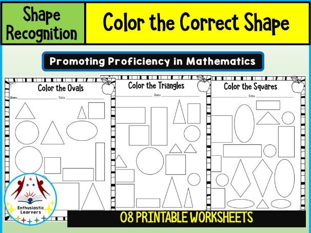 Color the Correct Shape Worksheets Math Problems