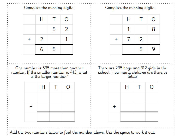 3-digit Column Addition worksheet (Year 3 reasoning and problem solving)