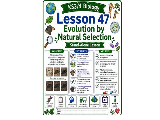 Evolution by natural selection cover lesson (L47) Biology