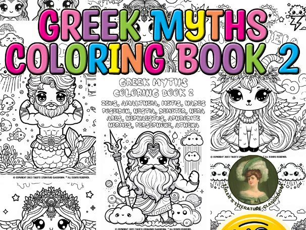 Greek Myths Coloring Book #2 in Kawaii Style No Prep