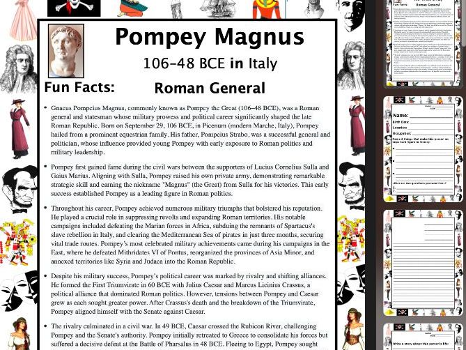Pompey Magnus PACKET & ACTIVITIES, Important Historical Figures Series