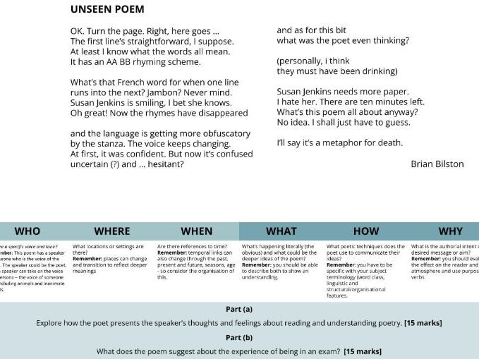 Unseen Poetry 3 (School Themed) Poems Bundle