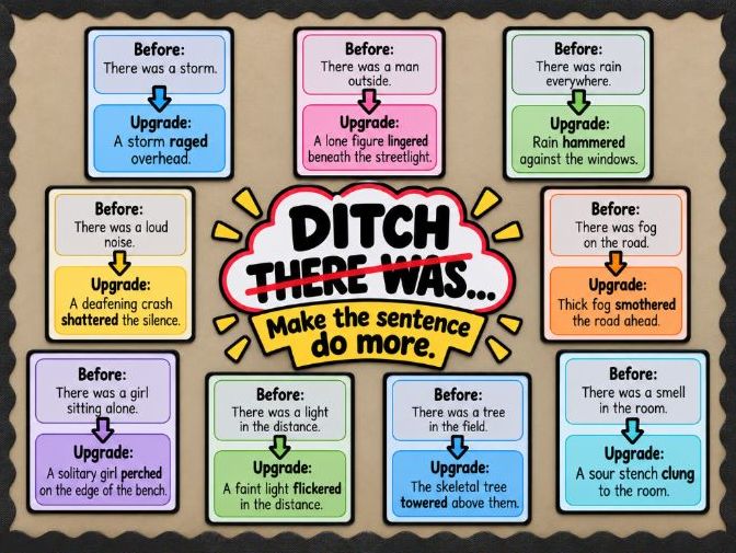 GCSE English Creative Writing Display - Ditch ‘There Was’ - KS3 KS4