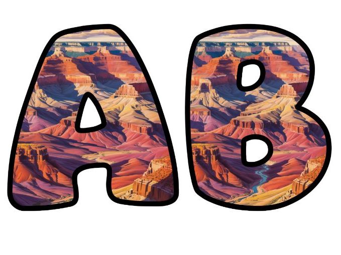 Grand Canyon Sunset Alphabet Letters | Classroom Display, A-Z 0-9 and Signs