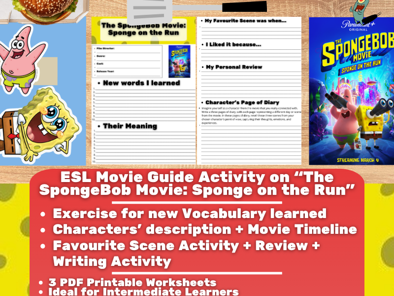 ESL Movie Guide Worksheets - The Spongebob Movie: Sponge on the Run