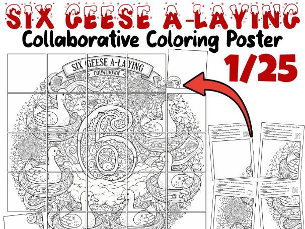 Six Geese a-Laying Collaborative Poster | 12 Days of Christmas Winter Art