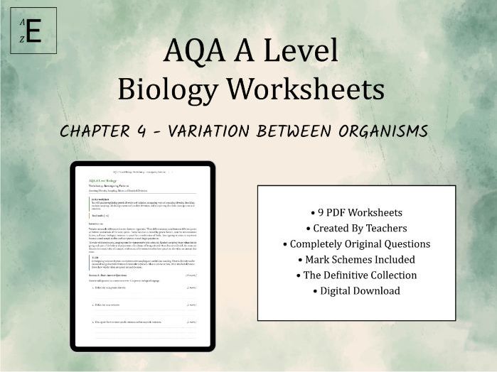 AQA A Level Biology Worksheets Chapter 4 - Variation Between Organisms