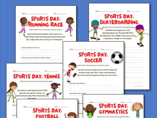 Sports Day Comprehension Foundational Worksheets