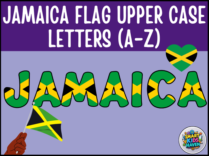Jamaica Flag Bulletin Board Letters Uppercase Alphabet A-Z Classroom Decor.