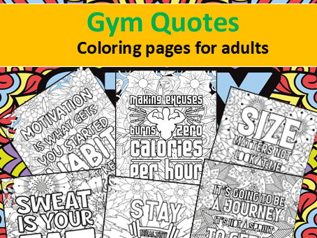 82-Page Gym Quotes Coloring Book for Adults & Teens – Motivational Fitness Sayings to Color