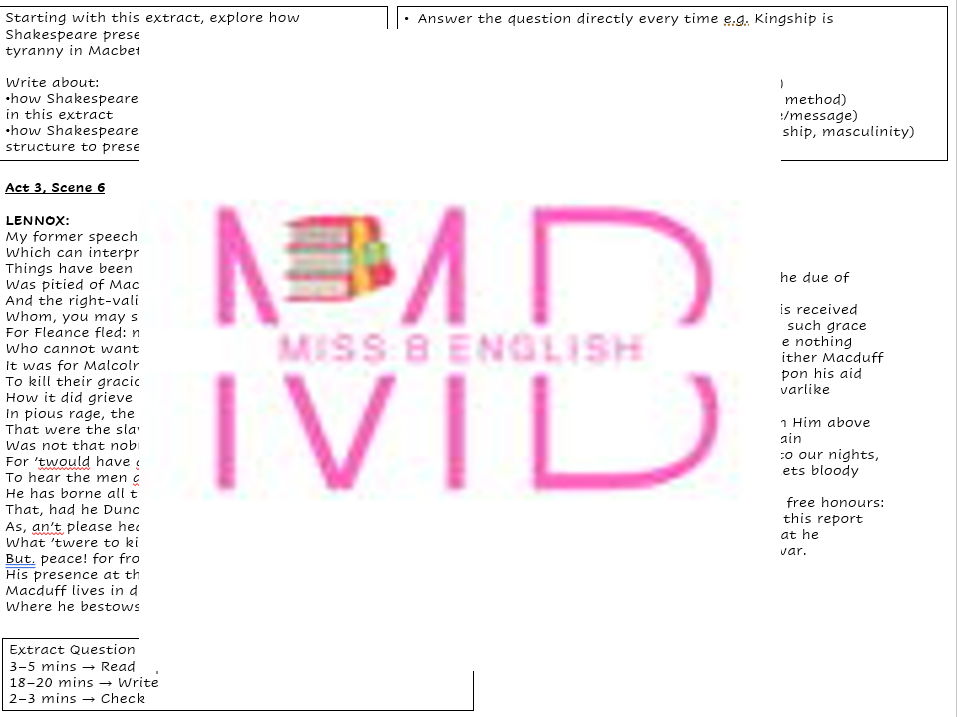 Edexcel GCSE English - Macbeth Kingship & Tyranny Extract