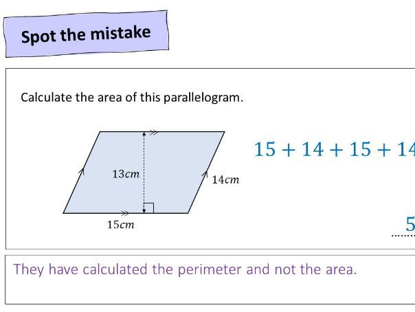 Area of parallelograms - Spot the mistake