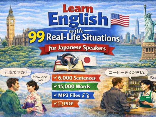 Learn English for Japanese Speakers, 6,000 Sentences, 15,000 Words(MP3 & PDF)