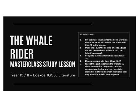 The Whale Rider Masterclass Revision Toolkit (Edexcel iGCSE Literature – Paper 1 Modern Text)
