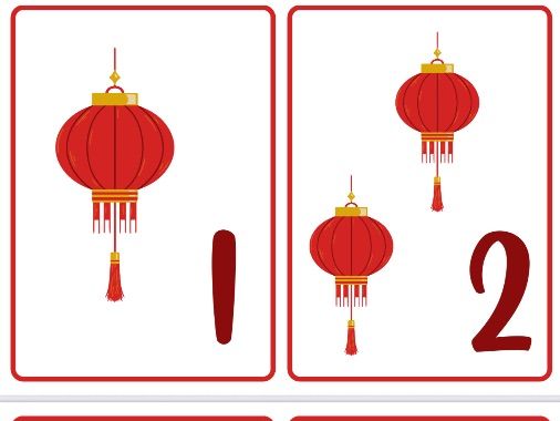 Chinese lanterns number flashcards