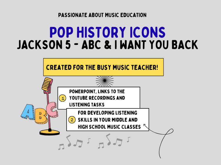 Iconic Artists of Pop History - Jackson 5 - ABC and I want you Back. General KS3 and KS 4 music.