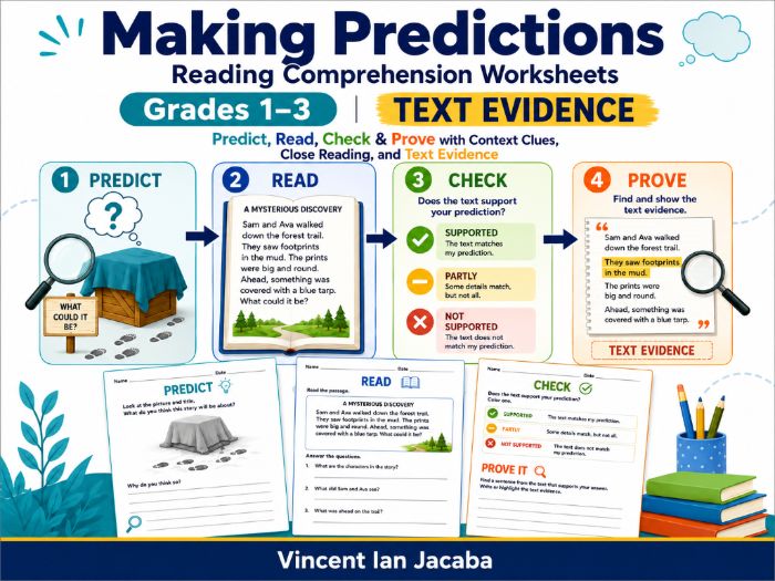 Making Predictions Worksheets Grades 1–3 | Reading Comprehension & Text Evidence
