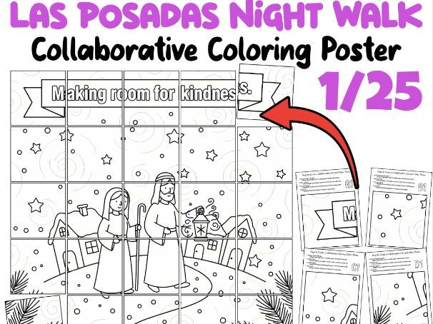Las Posadas Night Walk Collaborative Coloring Poster | Christmas Nativity Activity | Holiday Classro