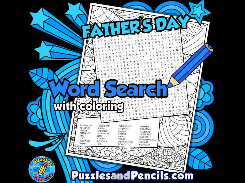 Father's Day Word Search Puzzle with Colouring | Wordsearch