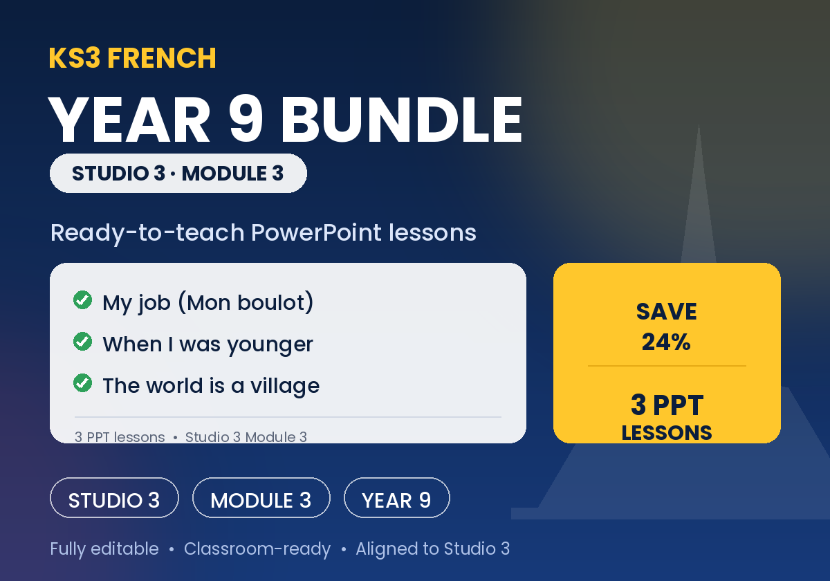 French KS3 Y9 BUNDLE - Studio 3 Module 3 - 3 PowerPoint Lessons