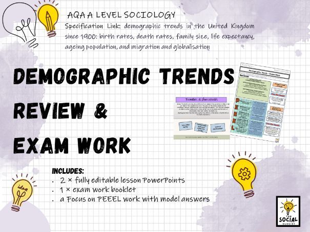 AQA A level Sociology - Families & Households - Demographic Trends - Exam work