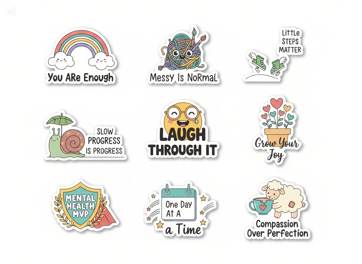 Funny Mental Health Stickers | Positive Affirmation Sticker Pack for ...