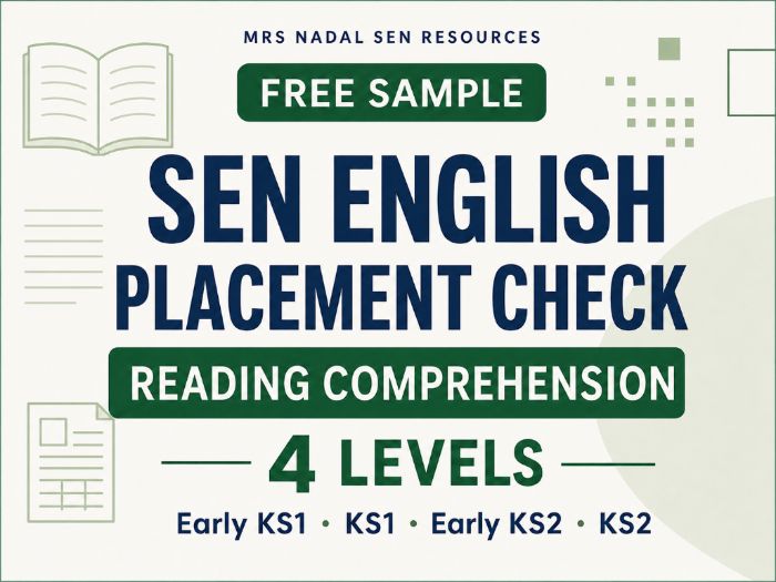 FREE SEN English Baseline Assessment Sample | Reading | Early KS1–KS2