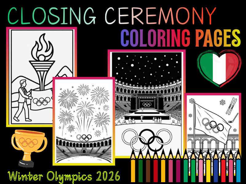 2026 Winter Olympics Closing Ceremony Coloring Pages for Kids Printable Activity