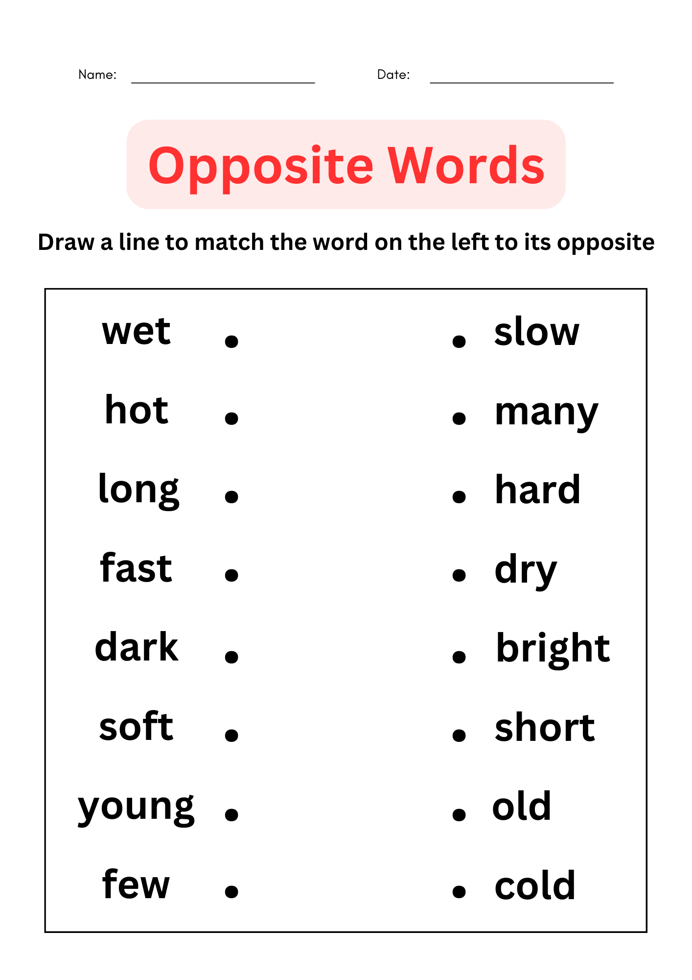 Antonyms Worksheets For Grade 1 Matching Opposites Printable ELA Antonyms Worksheets For Grade 1 Matching Opposites Printable ELA