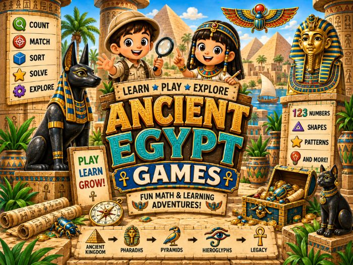 Ancient Egypt Math Games & Centers | Numbers 1–20 Counting Shapes Activities | Preschool–1st Grade