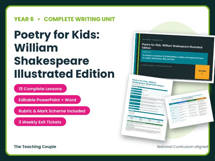 # Poetry for Kids: William Shakespeare Illustrated Edition | Year 6 English