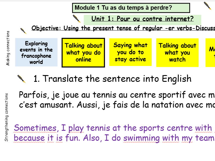 New French AQA Higher GCSE Module 1 Tu as du temps à perdre Unit 1 Ma vie en ligne.