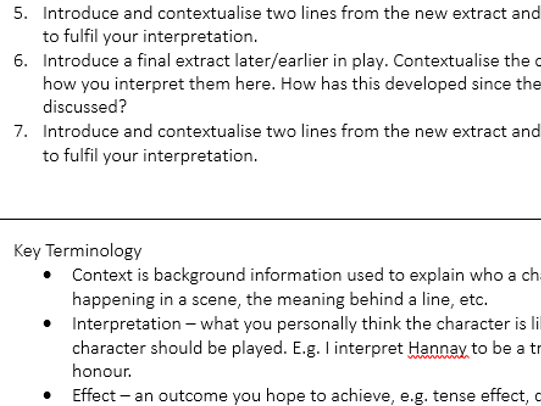 Questions and guidance AQA Drama GCSE