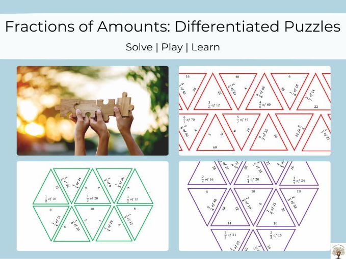 Fractions of Amounts Puzzles – Differentiated Jigsaw Activities